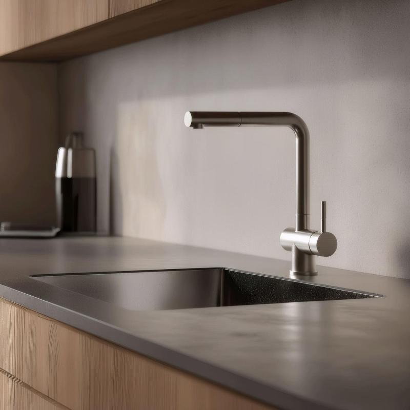 Pure.Sink Elite Steel Pulse-S kran kuchenny ze stali nierdzewnej z wysuwanym wylewem i trybem natrysku PS8500-02