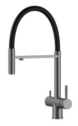 Pure.Sink Elite Steel Flex 3-drożny kran kuchenny PVD z metalu pistoletowego z elastycznym wylewem i filtrowaną wodą PS8110-61