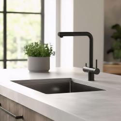Pure.Sink Elite Steel Clear-S Mat czarny 3-drożny Kran kuchenny z Wyciąganą Wylewką i Filtrowaną Wodą PS8120-10