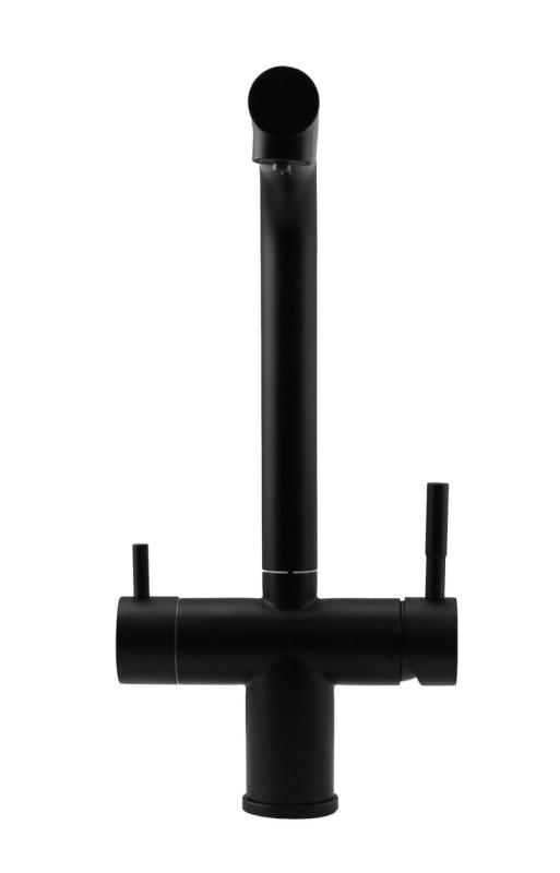 Pure.Sink Elite Steel Clear-S Mat czarny 3-drożny Kran kuchenny z Wyciąganą Wylewką i Filtrowaną Wodą PS8120-10