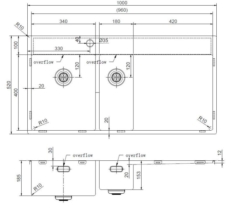 Pure.Sink Exclusivo Zastosowanie:  zlewozmywak ze stali nierdzewnej 1,5  z ociekaczem 100x52 cm Kran lewy PEX3418100LT-02