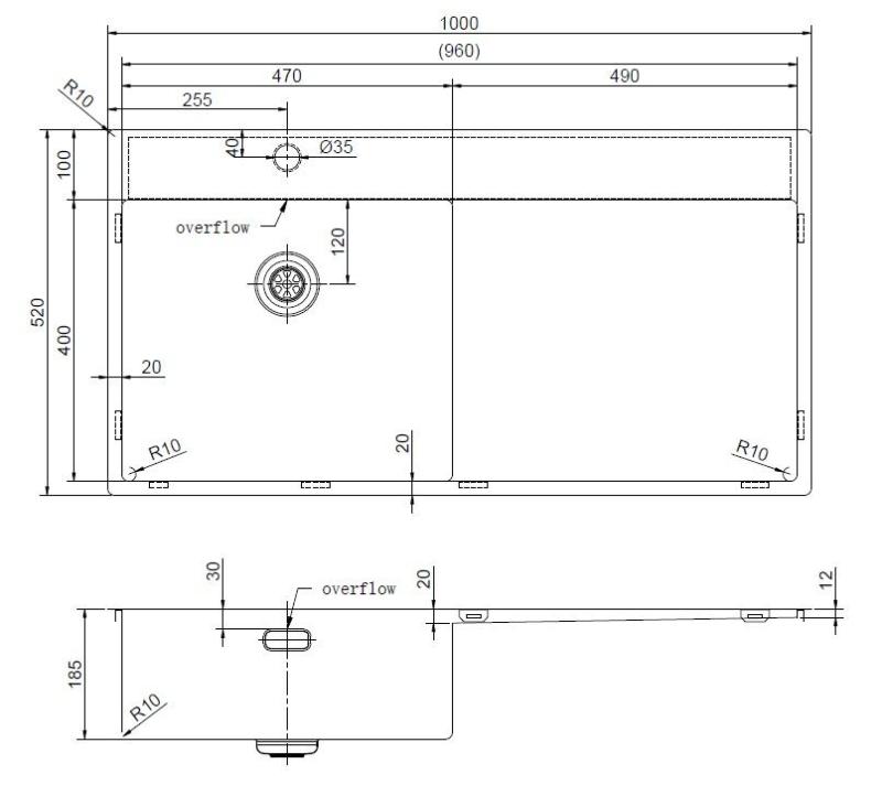 Pure.Sink Exclusivo Złota umywalka z ociekaczem 100x52 cm Bateria lewa PEX47100LT-60