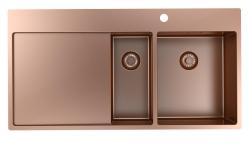 Pure.Sink Exclusivo Miedziana umywalka 1,5  z ociekaczem 100x52 cm Kran prawostronny PEX3418100RT-62
