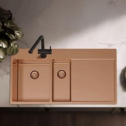 Pure.Sink Exclusivo Miedziana umywalka 1,5  z ociekaczem 100x52 cm Kran lewy PEX3418100LT-62