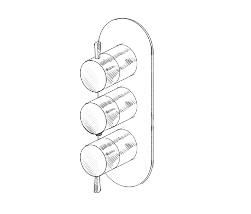 MURO TUA ścienna bateria mieszająca z 2 zaworami odcinającymi chrom M1.B34.S.CR