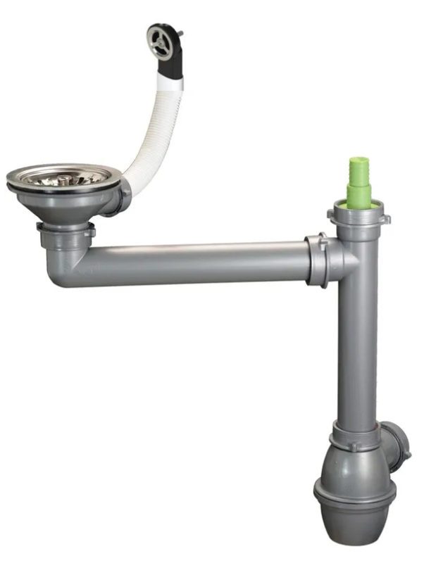Zestaw odpływowy Ausmann ze stali nierdzewnej z okrągłym przelewem, w tym syfon do pojedynczego zlewu 1208972186