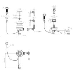 Pure.Sink Universal Zestaw odpływowy w kolorze złotym, zawierający przycisk spłukujący z korkiem oraz prostokątny i okrągły przelew WSTAUT-60