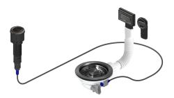 Pure.Sink Universal Zestaw odpływowy z przyciskiem i korkiem oraz prostokątnym i okrągłym przelewem WSTAUT-61