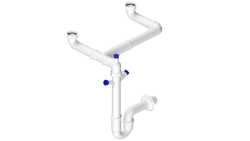 Pure.Sink Universal Siphon double space-saving sink siphon for the kitchen with 2 dishwasher connections WSTDSI-32