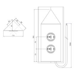 Indux Corner Słup energetyczny z 2 gniazdkami Penaarde Hoek RVS 1208972284