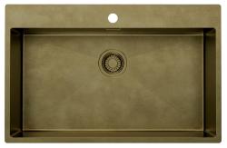 Pure.Sink Luxion Duża umywalka PVD Antique Bronze 78x50 cm Tapwing z otworem na baterię i półką dolną PLX7850T-64
