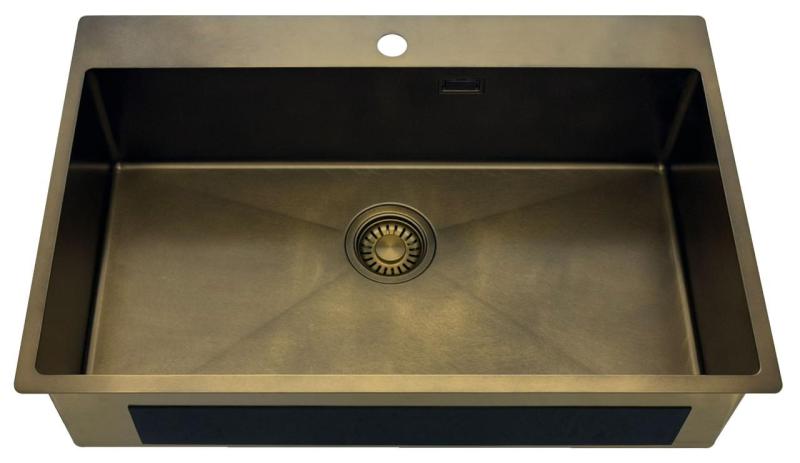 Pure.Sink Luxion Duża umywalka PVD Antique Bronze 78x50 cm Tapwing z otworem na baterię i półką dolną PLX7850T-64