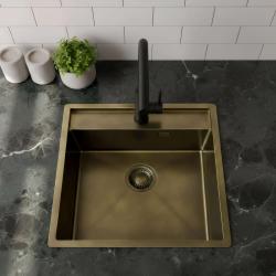 Pure.Sink Luxion PVD Antique Brązowa umywalka 51x50 cm Tapwing z otworem na baterię i półką dolną PLX5150T-64