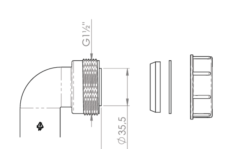 Pure.Sink Zestaw kolankowy syfonu brytyjskiego z nakrętką i uszczelkami 40 mm WSTSUK-32