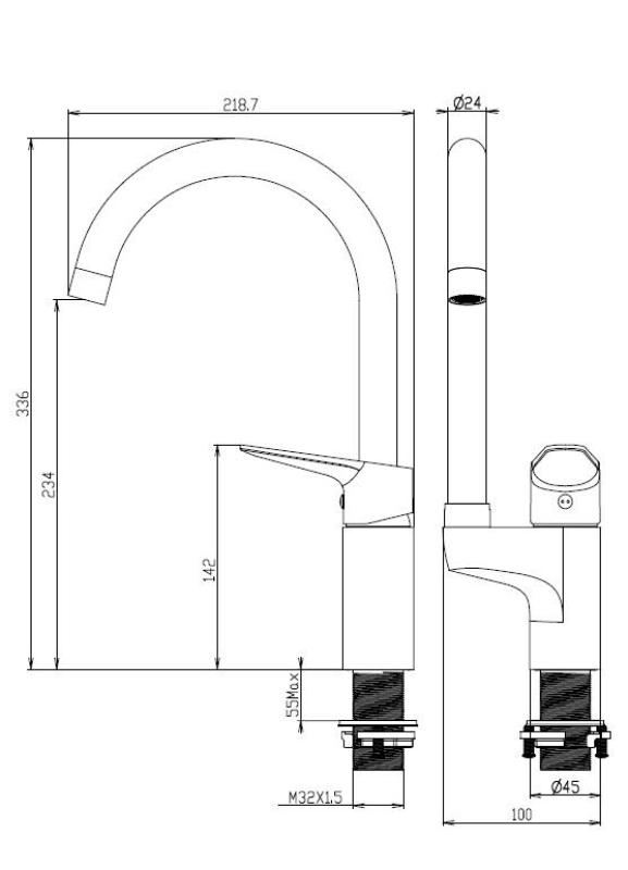 Aquanello Casa Bateria kuchenna chromowana z górnym uchwytem CR-1202-CS