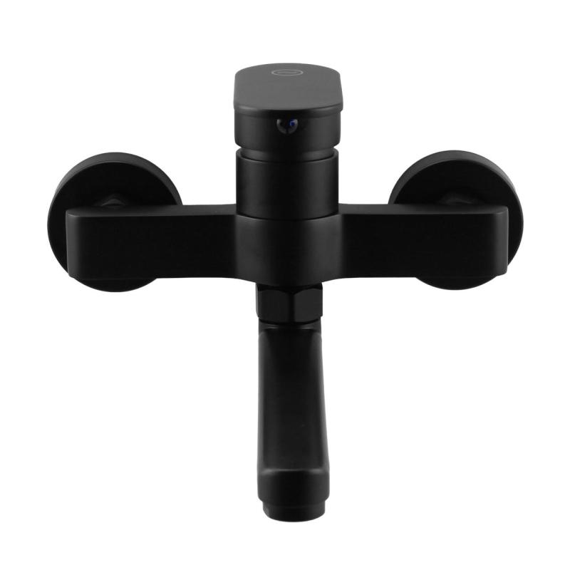 Aquanello Casa Jednouchwytowa bateria kuchenna ścienna czarna z wylewką 15 cm BL-1415-CS