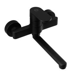 Aquanello Casa Jednouchwytowa bateria kuchenna ścienna czarna z wylewką 20 cm BL-1420-CS