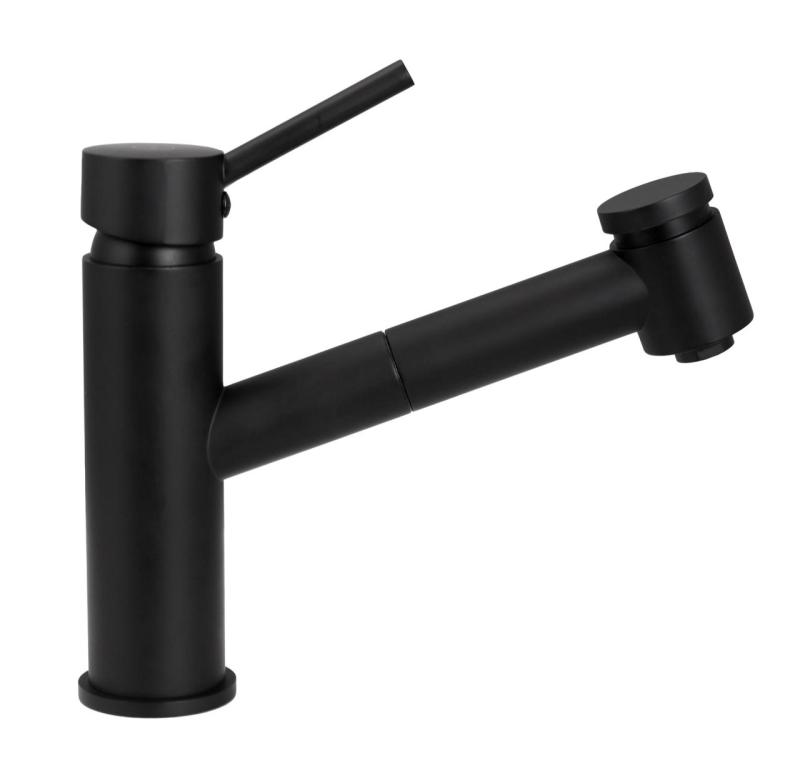 Aquanello Voss Bateria kuchenna czarna z wyciąganą wylewką i funkcją spryskiwania BL-7200-VS