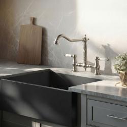 Aquanello Heritage Manor Klasyczna kuchnia Nostalgiczny most Bateria kuchenna Chrom z białą rączką CR-0010-HM