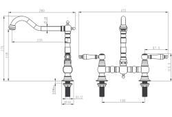Aquanello Heritage Manor Klasyczna bateria kuchenna w stylu retro z mostkiem, ze stali nierdzewnej z białą rączką NB-0010-HM