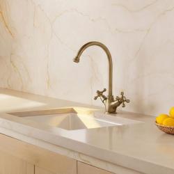 Aquanello Heritage Ascot Klasyczna bateria kuchenna w stylu retro, brązowa, z okrągłą wylewką BN-4003-HA