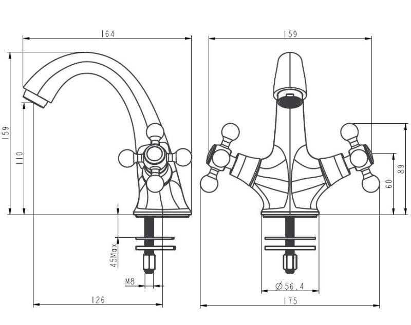 Aquanello Heritage Ascot Klasyczna, nostalgiczna bateria umywalkowa Brąz BN-4101-HA