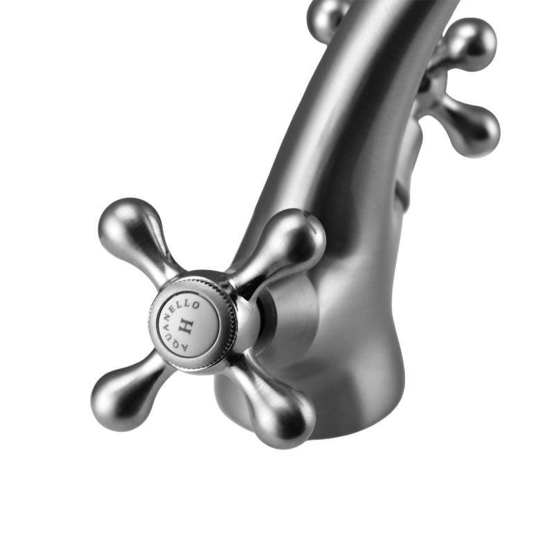 Aquanello Heritage Ascot Klasyczna, nostalgiczna bateria umywalkowa ze stali nierdzewnej NB-4101-HA