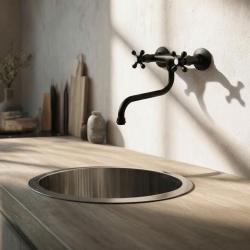 Aquanello Heritage Ascot Klasyczny kran ścienny do kuchni, czarny BL-4111-HA