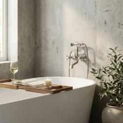 Aquanello Heritage Ascot Klasyczna bateria wannowa z pokrętłami ze stali nierdzewnej, w zestawie z ręczną słuchawką prysznicową NB-3002-HA