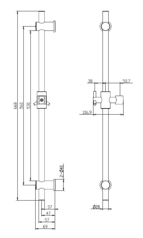 Aquanello Heritage Collection Klasyczny drążek prysznicowy 668 mm chrom CR-9004-HC