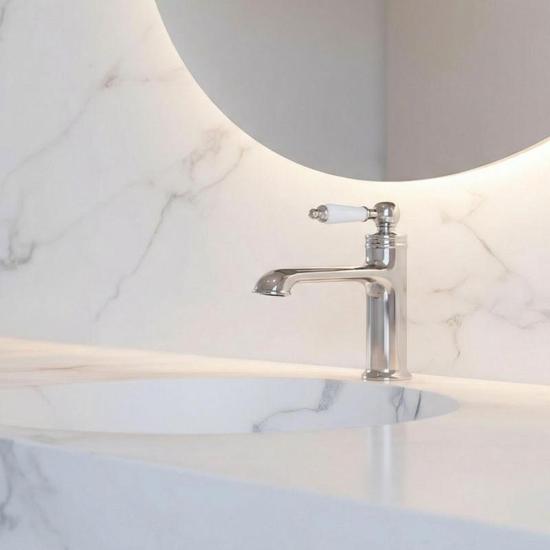 Aquanello Heritage Manor Klasyczna, nostalgiczna bateria umywalkowa chromowana CR-1001-HM