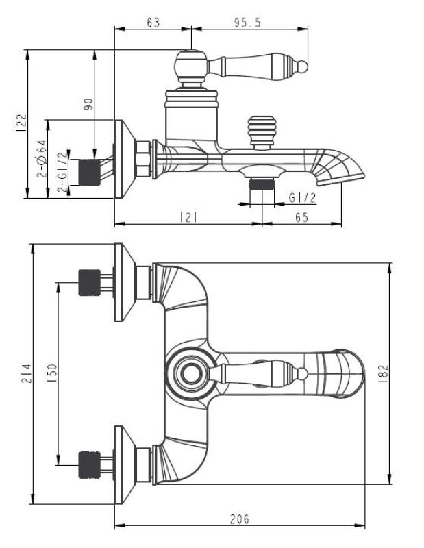 Aquanello Heritage Manor Klasyczna bateria wannowa Brąz BN-3001-HM