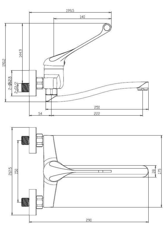 Aquanello Medic Kran kuchenny ścienny z długą rączką chrom CR-1005-MD