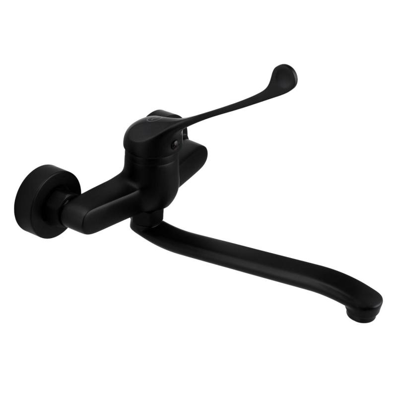 Aquanello Medic Kran kuchenny ścienny z długą rączką, czarny BL-1005-MD