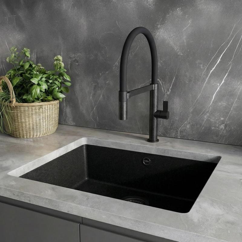 Ausmann Alira Czarny kran kuchenny z elastyczną wylewką 1208972565