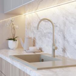 Graniteland Vira Slim Bateria kuchenna w kolorze beżowym z obrotową wylewką 1208972622