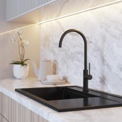 Graniteland Vira Slim Czarna bateria kuchenna z obrotową wylewką 1208972626