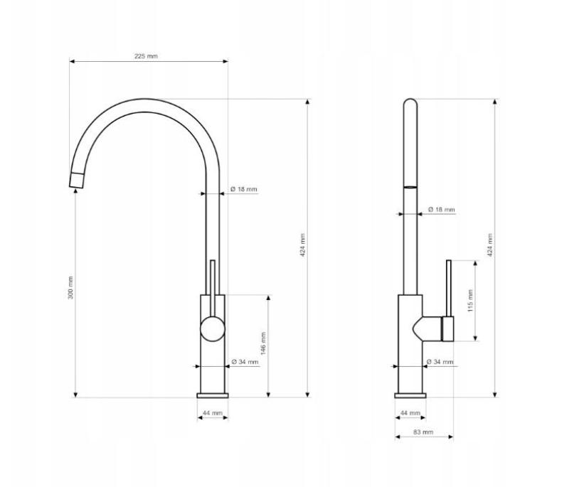 Graniteland Vira Slim Czarna bateria kuchenna z obrotową wylewką 1208972626