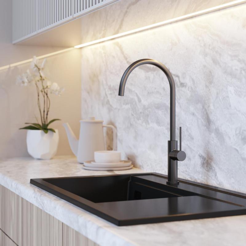 Graniteland Vira Slim Bateria kuchenna Gun Metal z obrotową wylewką 1208972627