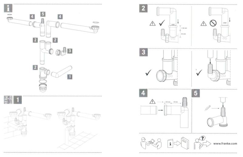 Franke oszczędzający miejsce zestaw odpływowy do kuchennego zlewozmywaka z 2 komorami Spazio 2 2269