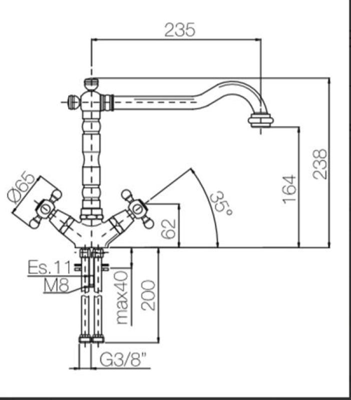 PB Nostalgiczny kran kuchenny V1910 Chrom