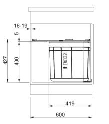 Franke Sorter Solo 60 obrotowy system odpadów na drzwi 40-litrowy kosz na śmieci z filtrem węglowym 1210307572